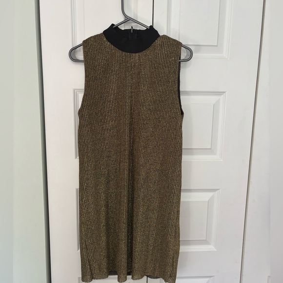 NWT - Zara golden shiny pleated dress - Picture 1 of 3